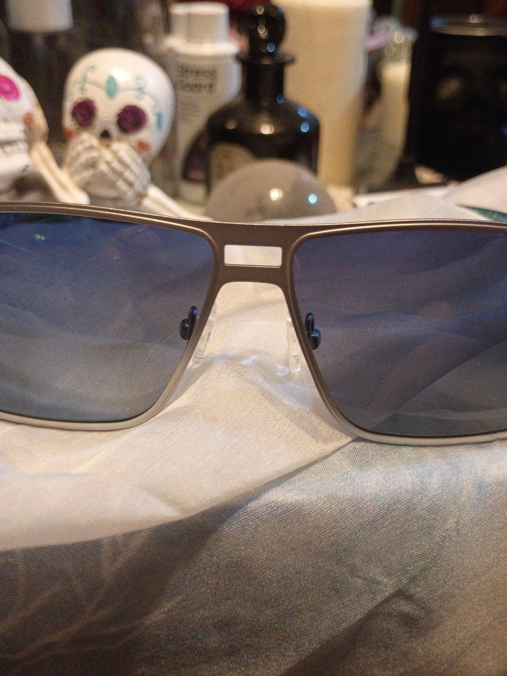 Aviator-Style Sunglasses with Blue Lenses